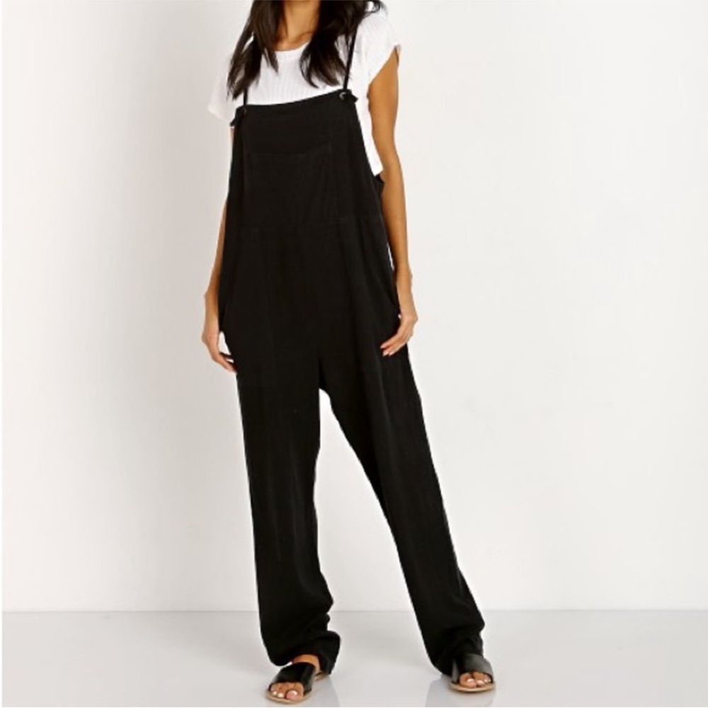 LACAUSA Raw Silk Overalls in Tar